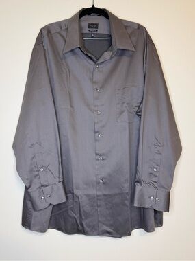 Arrow Men's Long Sleeve Sateen Dress Shirt in Charcoal Gray
